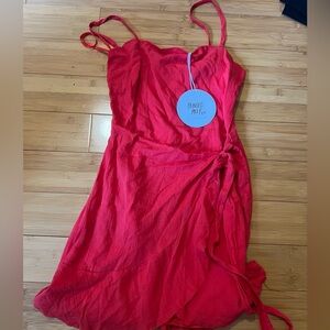 NWT Princess Polly Red Rosanna Wrap Around Mini Dress Size 2